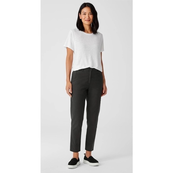 Eileen Fisher Organic Cotton Hemp Tapered Pant Seaweed Green - Picture 11 of 13